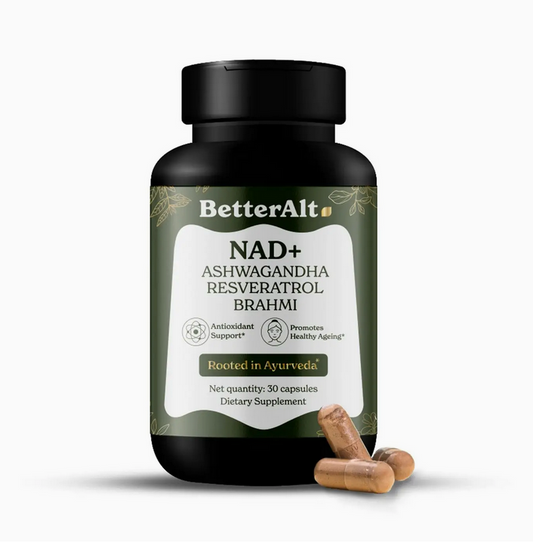 Nad+ Capsules | Nad+ Precursors, Resveratrol, CoQ10, Ashwagandha | 8 Ayurvedic Ingredients