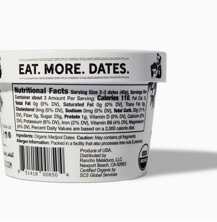 Little Mels Seedless Organic Medjool Dates, 4.5 oz Cup