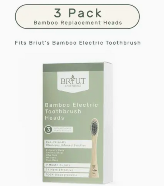 Bamboo Replacement Heads (3 Pack) -Compatible To Briut Brush