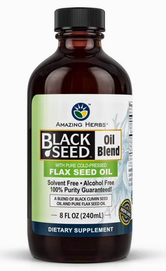 Black Seed Flax Seed Oil Blend 8oz Bottle
