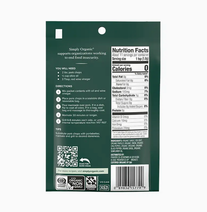 Chimicurri Marinade Mix, Certified Organic, Vegan, 0.71 oz