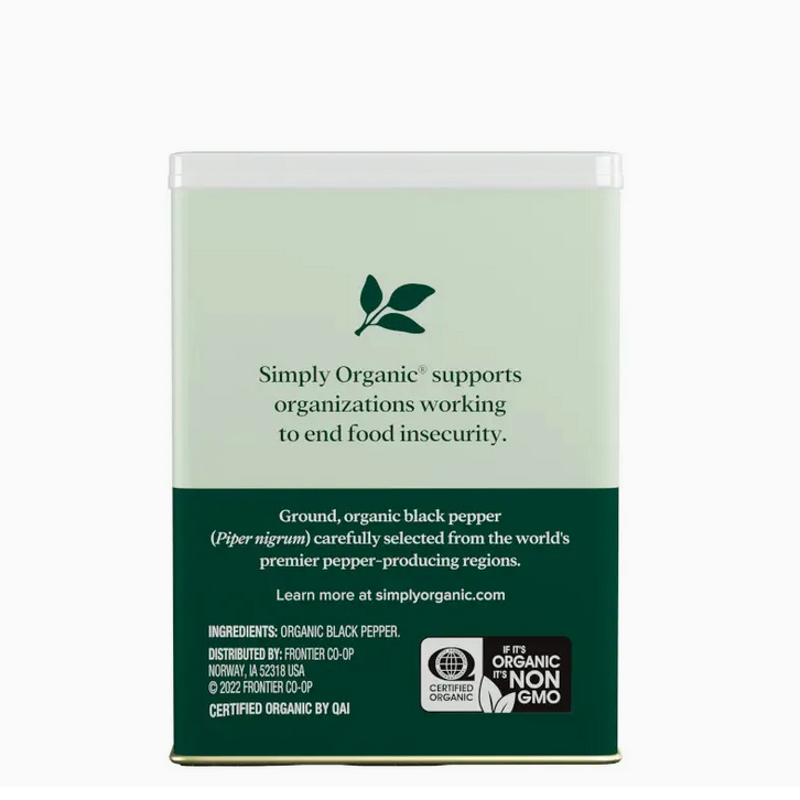 Pure Black Pepper (Tin), Certified Organic, Kosher, 4 oz