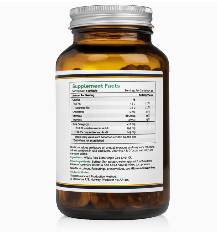 Rosita Extra Virgin Cod Liver Oil Softgels