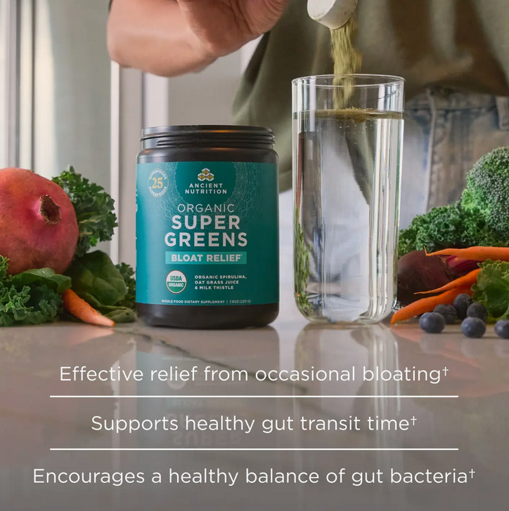 Organic Supergreens Bloat Relief† | Powder Greens Flavor (25 Servings)