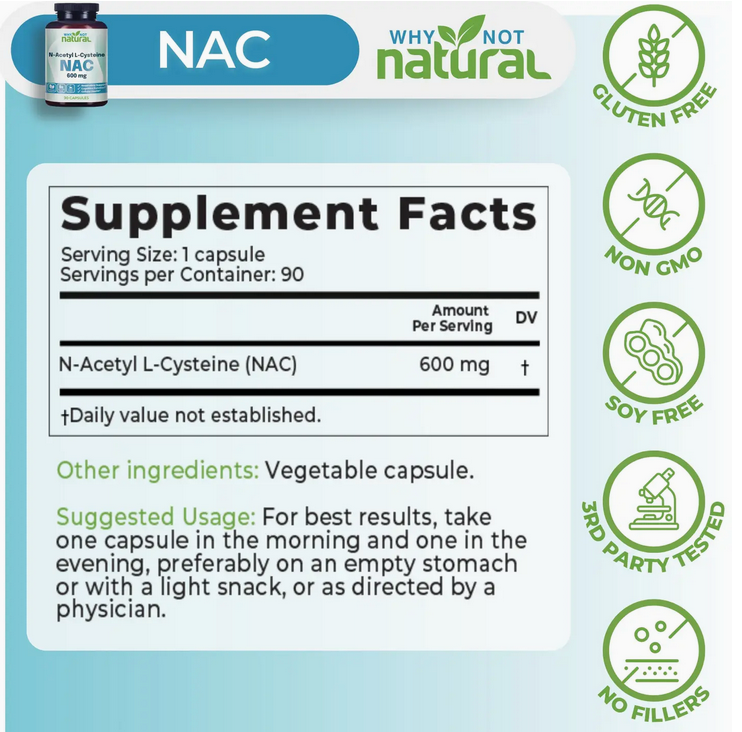 NAC 600 Mg, N-Acetyl Cysteine Capsules