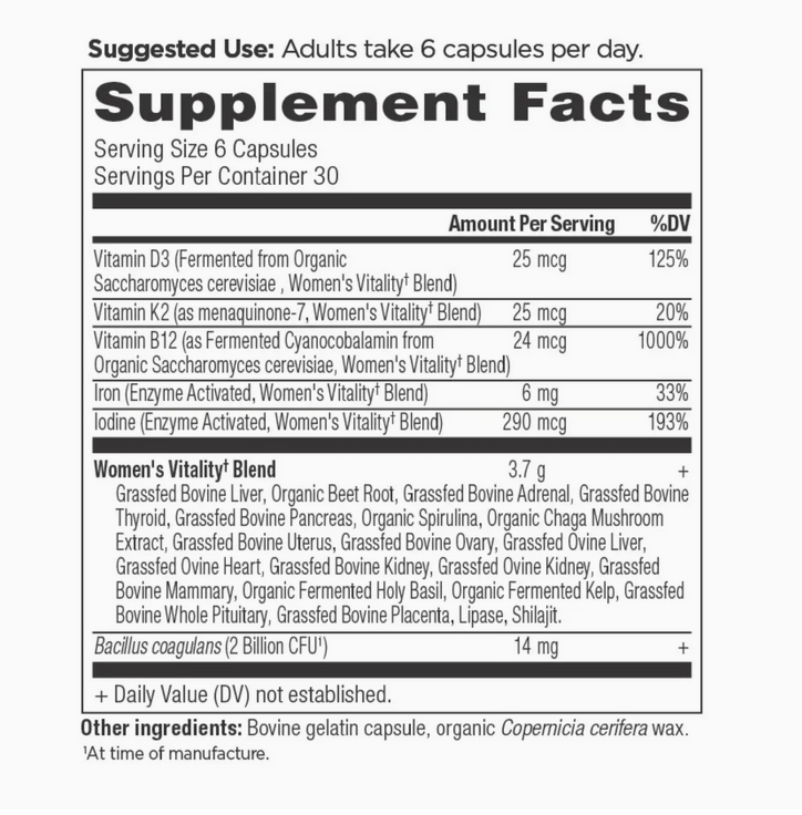 Women's Vitality with Grass-Fed Liver, Adrenal and Thyroid