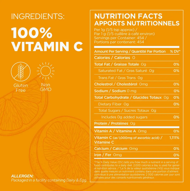 Pure Ascorbic Acid | Vitamin C | 100% Pure Powder 454g