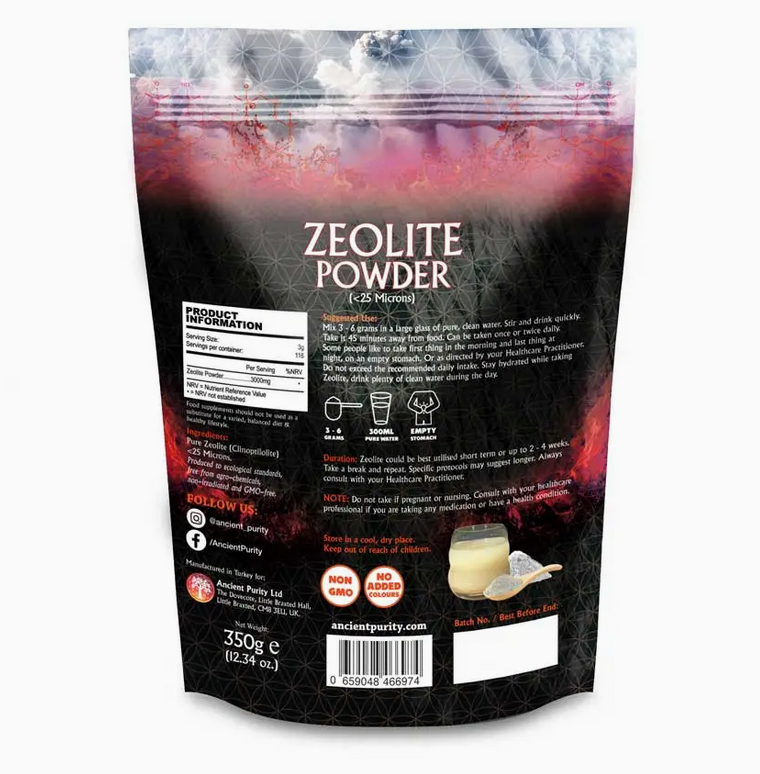 Zeolite Powder - 350g (< 25 Microns) Hm Detox Cleanse