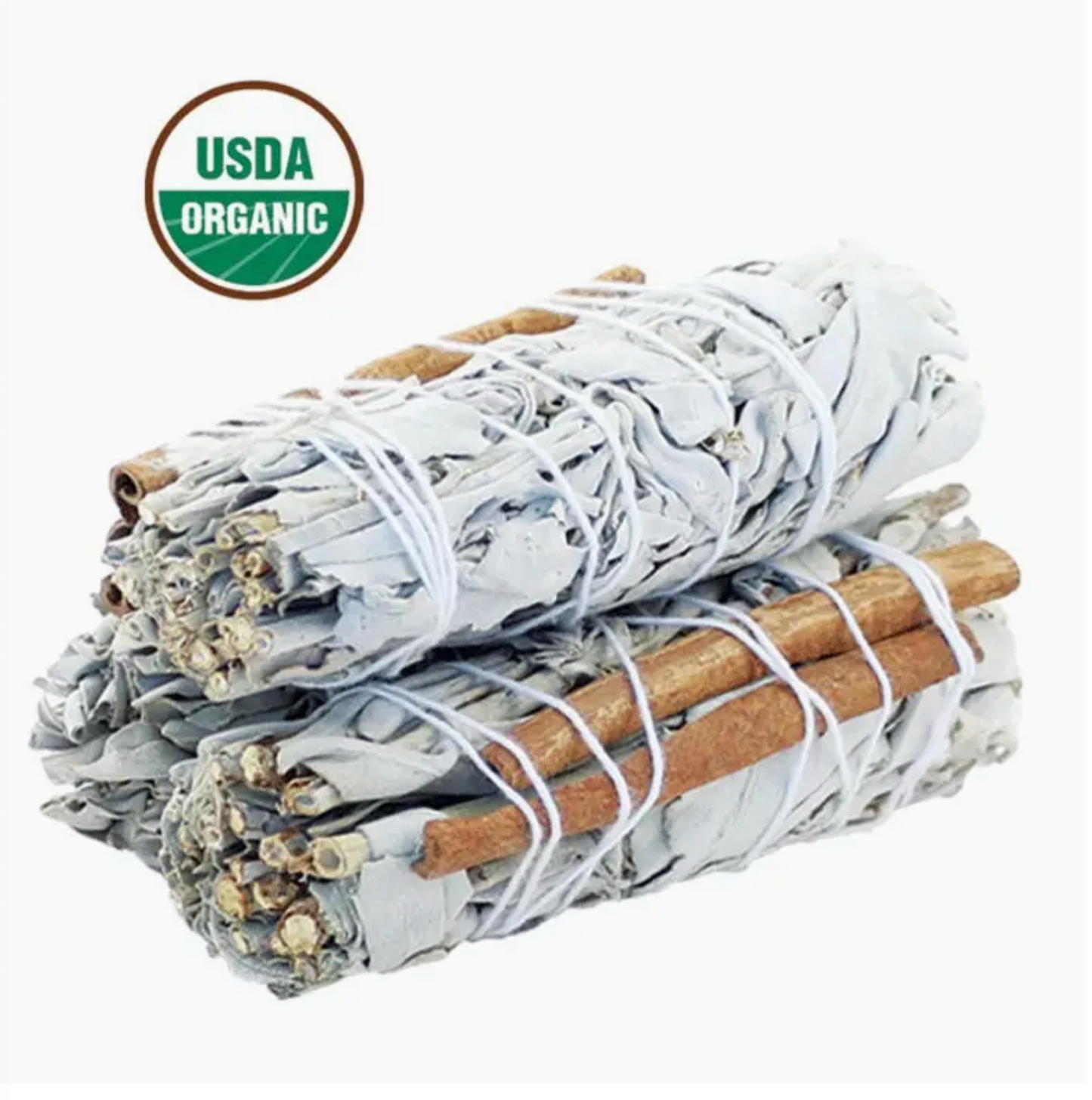 White Sage & Cinnamon Smudge Stick (4 in.) Love, Luck + Money Drawing
