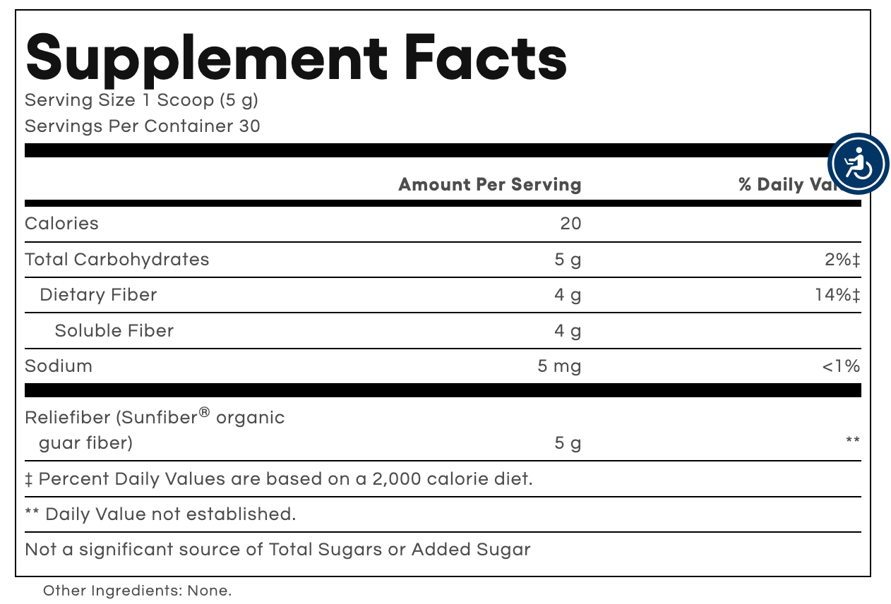 Organic Low FODMAP Reliefiber®️ Powder