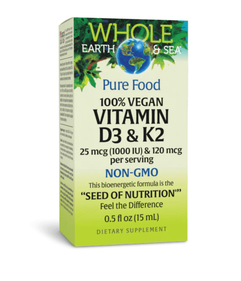 100% Vegan Vitamin D3 & K2 Whole Earth & Sea®