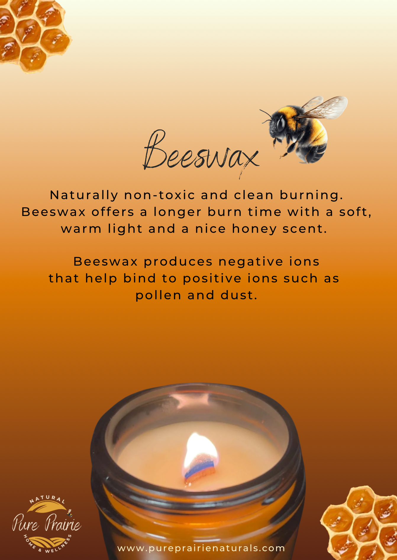 100% Beeswax Candles with Wood Wick