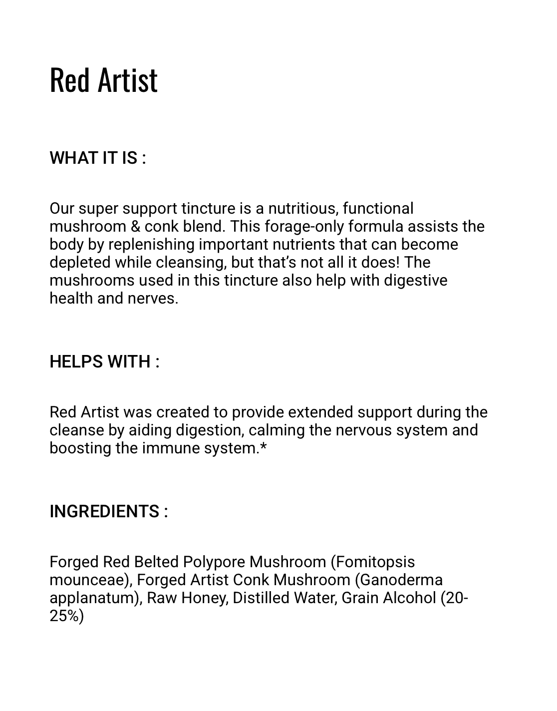 Red Artist | Super Support | Nervous System | Immune System | Liver Function