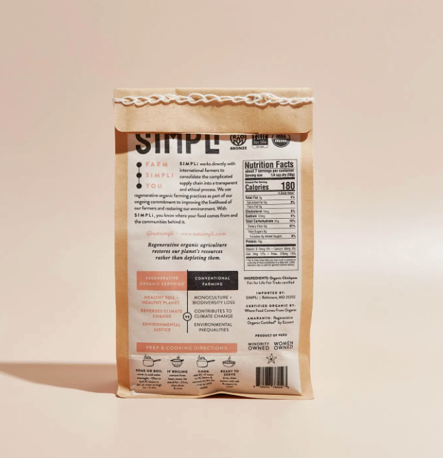 SIMPLi Regenerative Organic Certified® Chickpeas 12 oz