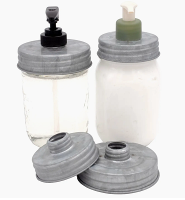 Mason Jar Adapter Lid For Repurposed Lotion and Soap Pumps