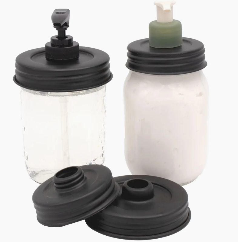 Mason Jar Adapter Lid For Repurposed Lotion and Soap Pumps