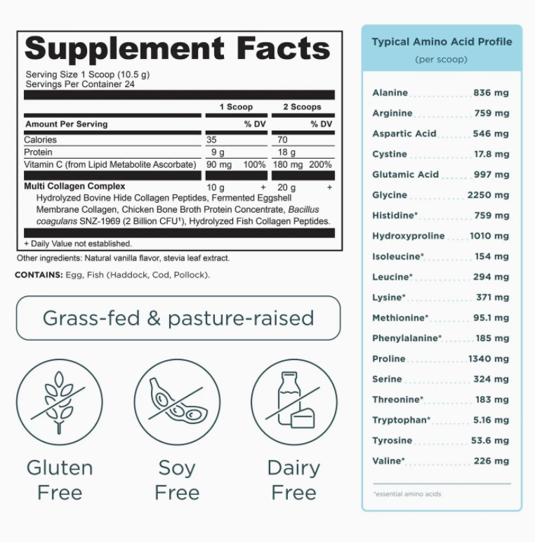 Multi Collagen Protein | Powder Vanilla (24 Servings)
