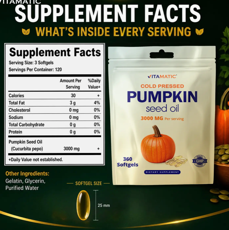 Pumpkin Seed Oil 3000 Mg Per Serving, 360 Softgels