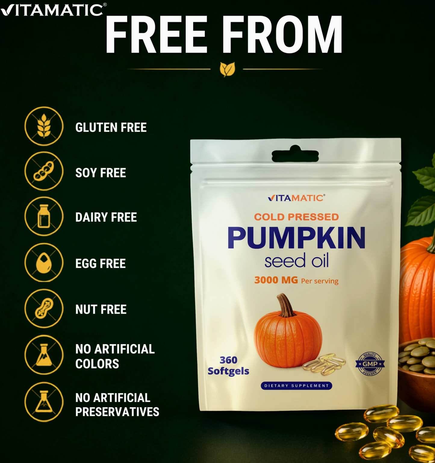 Pumpkin Seed Oil 3000 Mg Per Serving, 360 Softgels