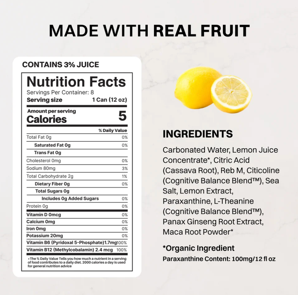 Lemonade Energy + Brain Boost 12 oz