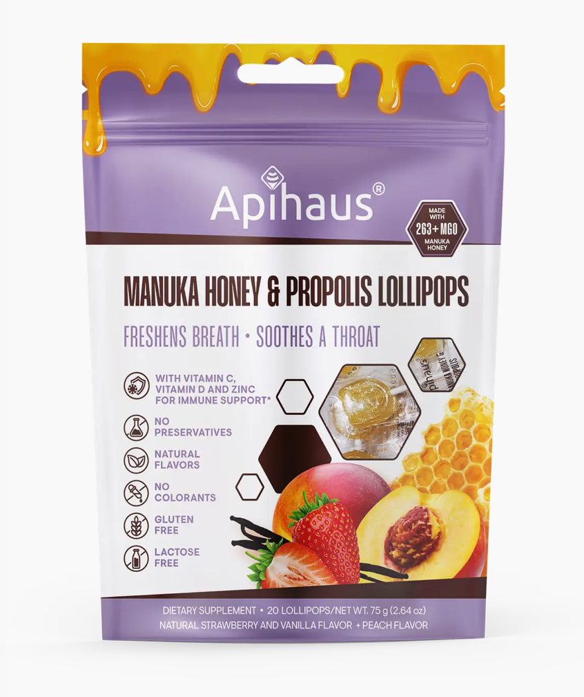 Apihaus Manuka Honey & Propolis Pops Mix ( Peach/Strawberry)