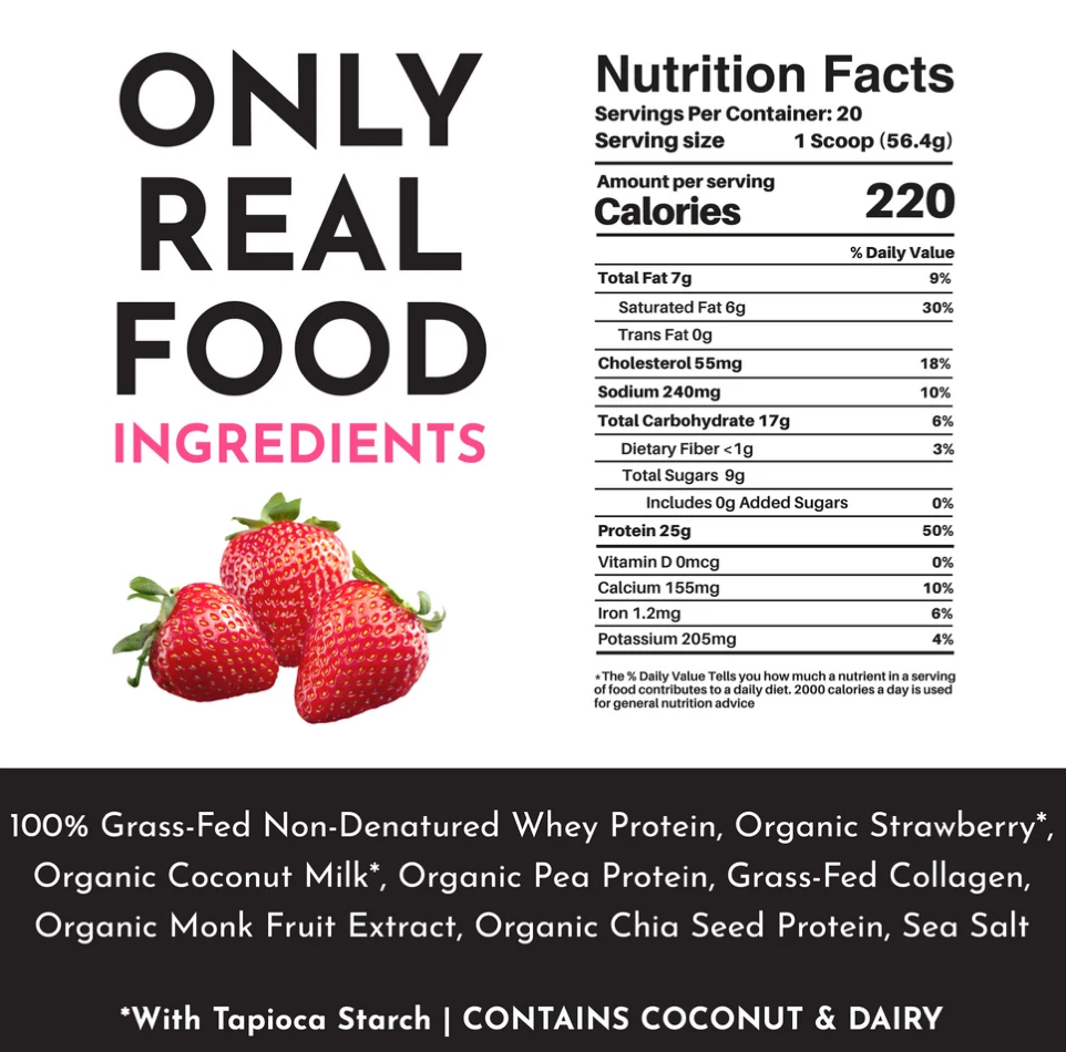 Strawberries & Cream Protein Powder (20 Serving) - NSF
