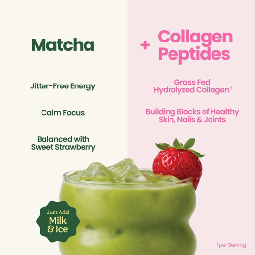 Strawberry Matcha with Collagen | Latte Powder