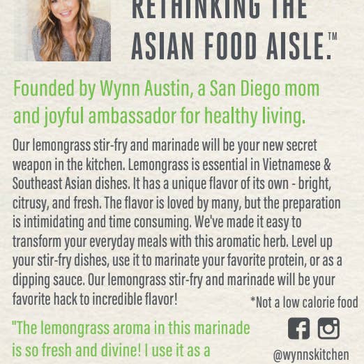Lemongrass Stir-Fry & Marinade Sauce - No Sugar, Soy, Gluten