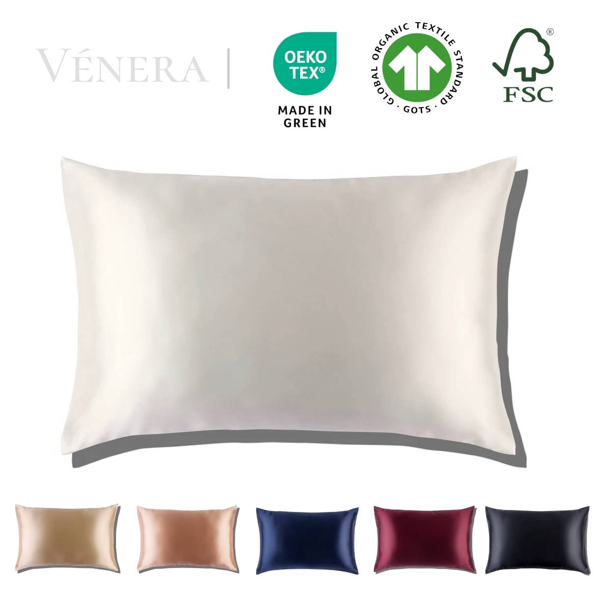 100% Organic Pure Silk Pillowcase - White
