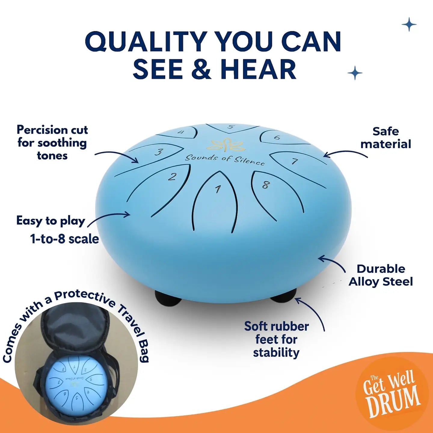 The Get Well Drum – 6” Steel Tongue Drum For Kids with Music