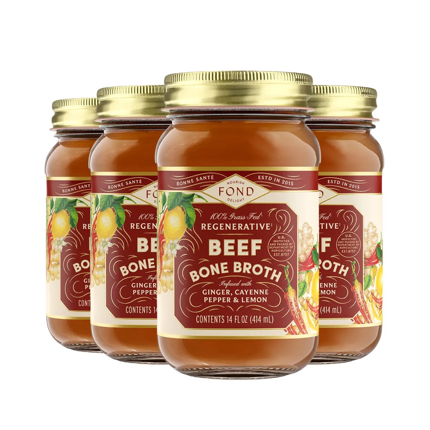 Ginger & Cayenne Grass-Fed Beef Bone Broth 14oz