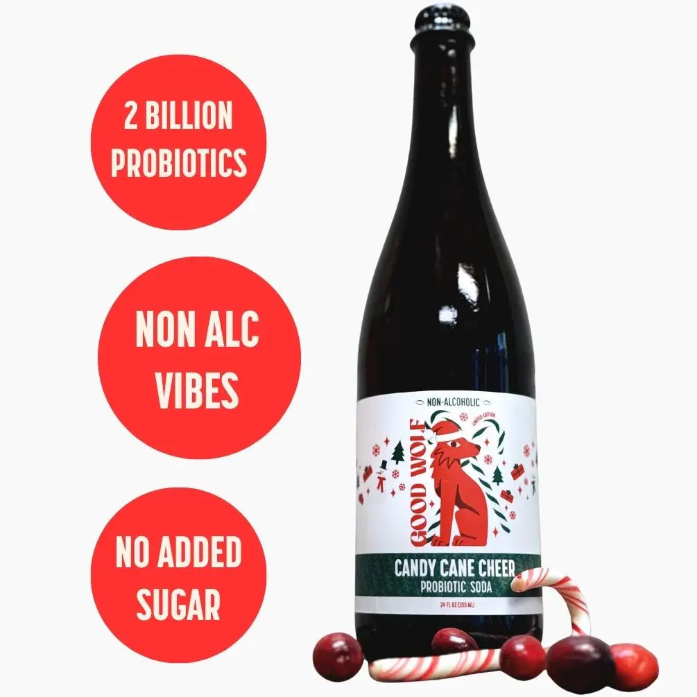 Candy Cane Cheer Probiotic Soda - No Added Sugar - 12oz