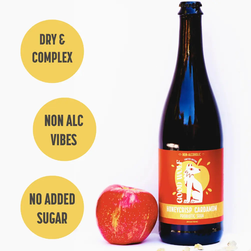 Honeycrisp Cardamom Probiotic Soda - No Added Sugar - 750ml