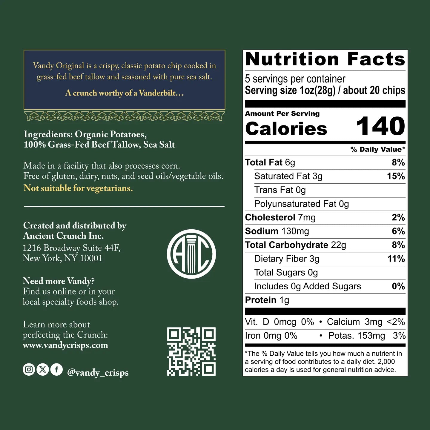 Vandy Crisps, Original, 5oz Bag