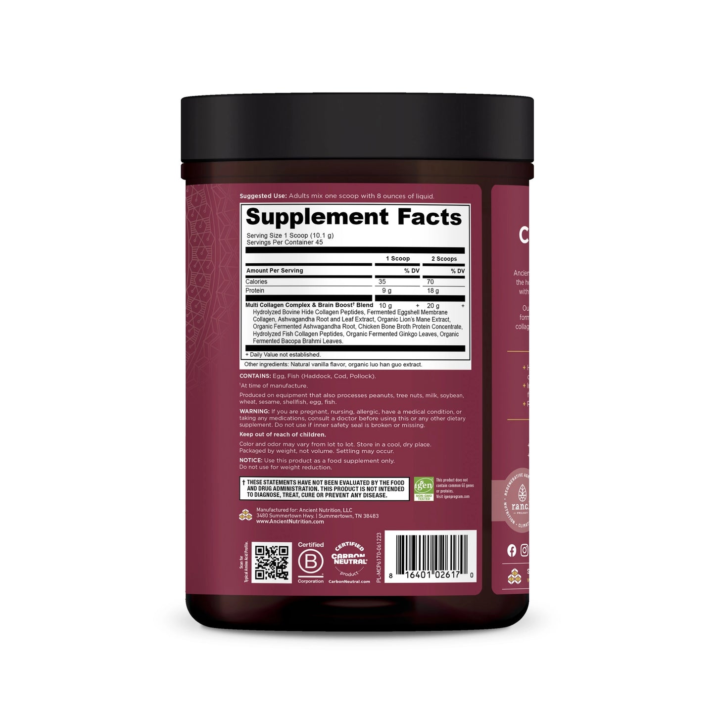 Multi Collagen Protein Brain Boost | Powder (45 Servings) Vanilla