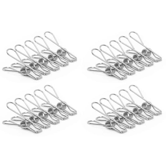 Stainless Steel Clothes Peg Clips (Pack of 20 in Cotton Bag)