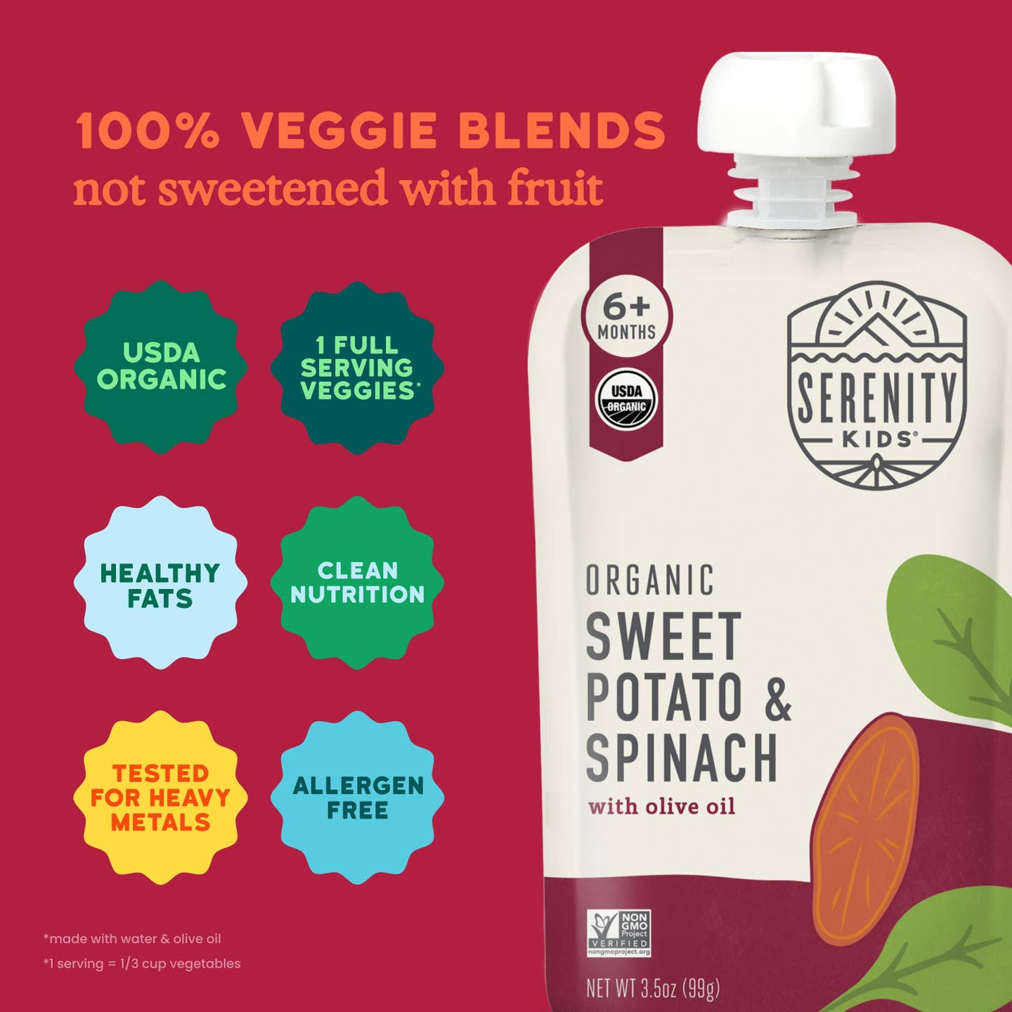 Organic Sweet Potato & Spinach with Organic Olive Oil