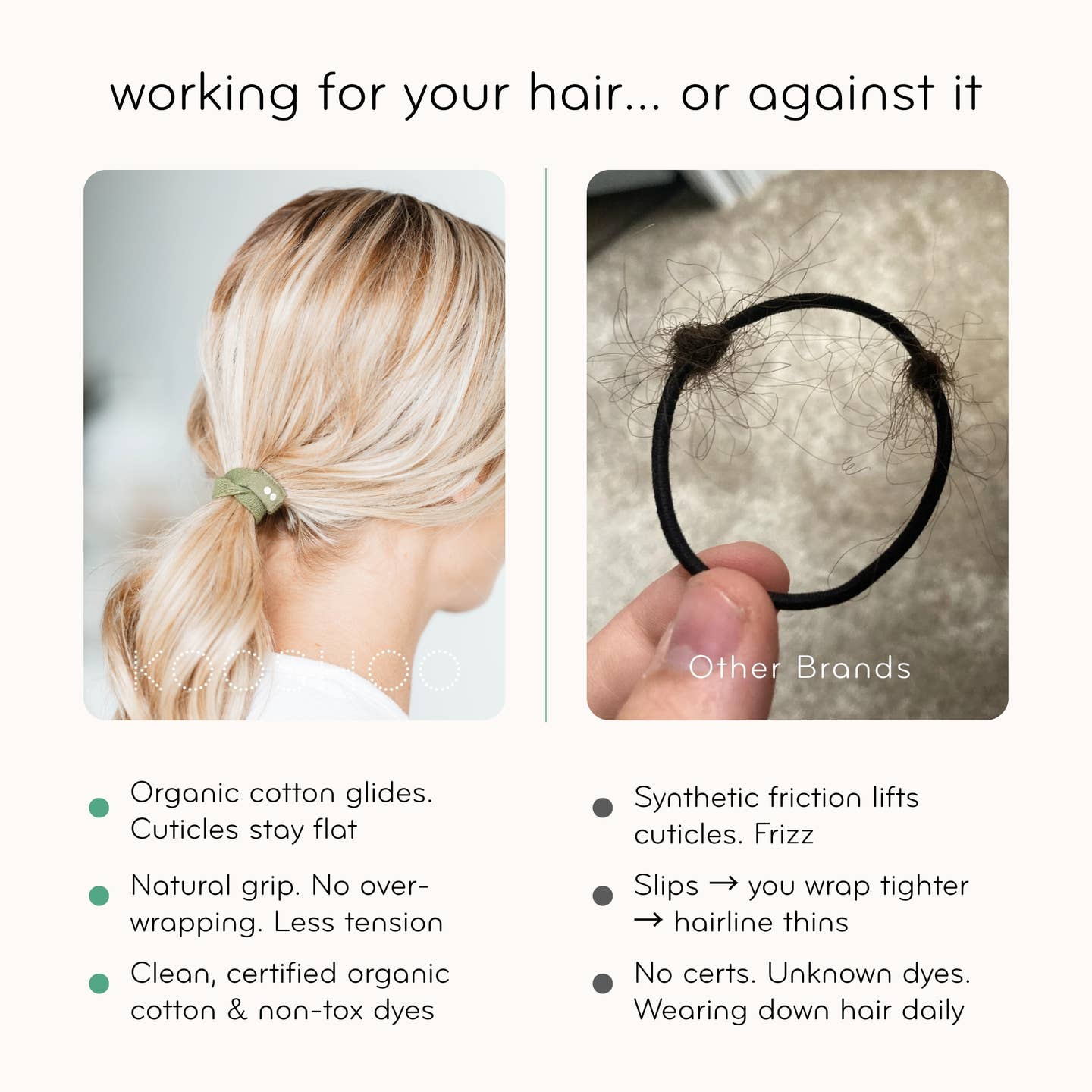 Plastic-Free Flat Hair Ties - Organic Cotton
