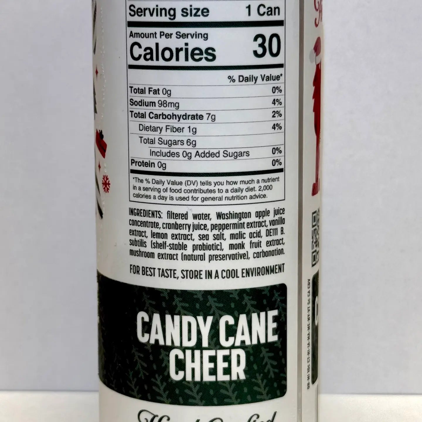 Candy Cane Cheer Probiotic Soda - No Added Sugar - 12oz